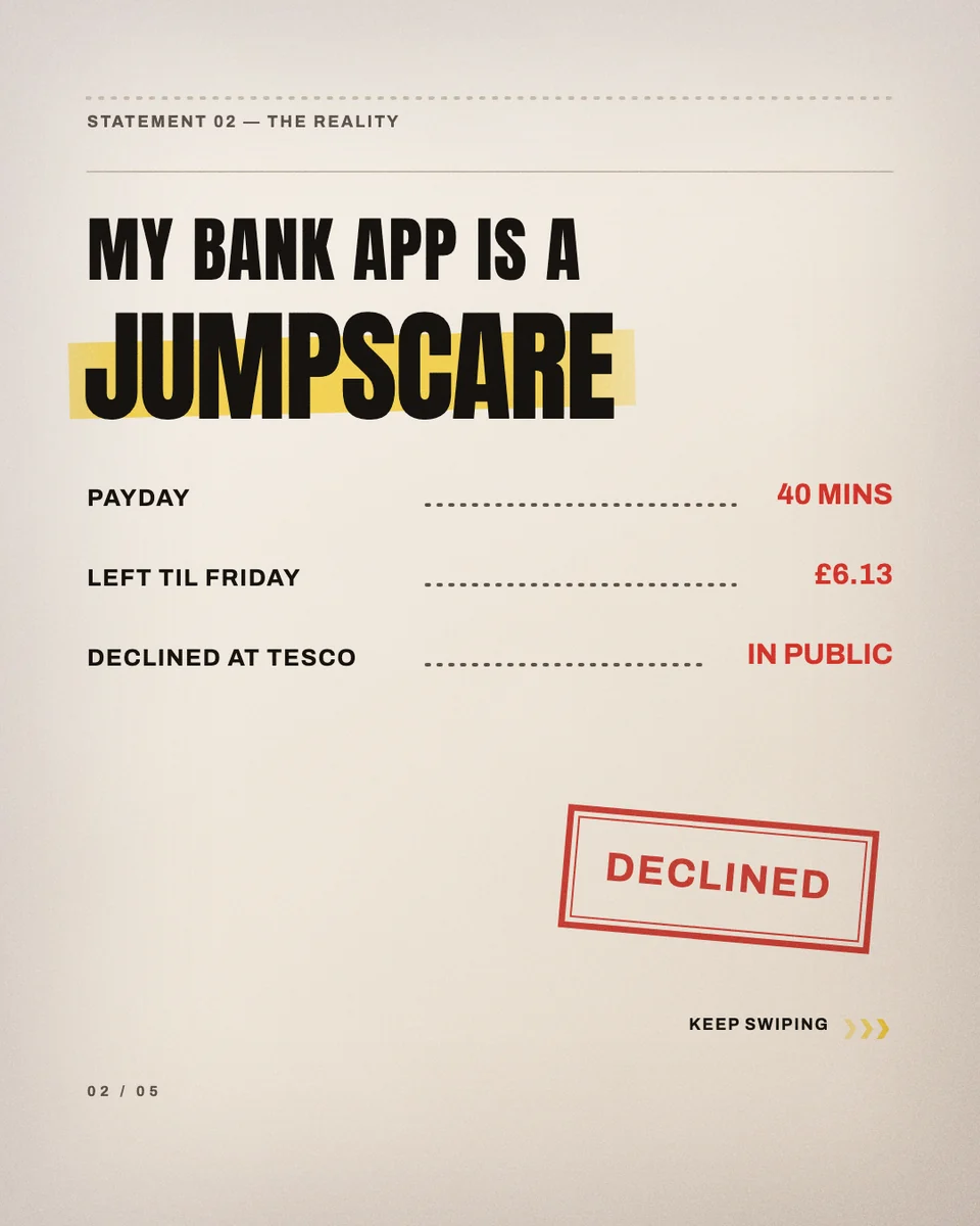 Board 2: My bank app is a jumpscare.